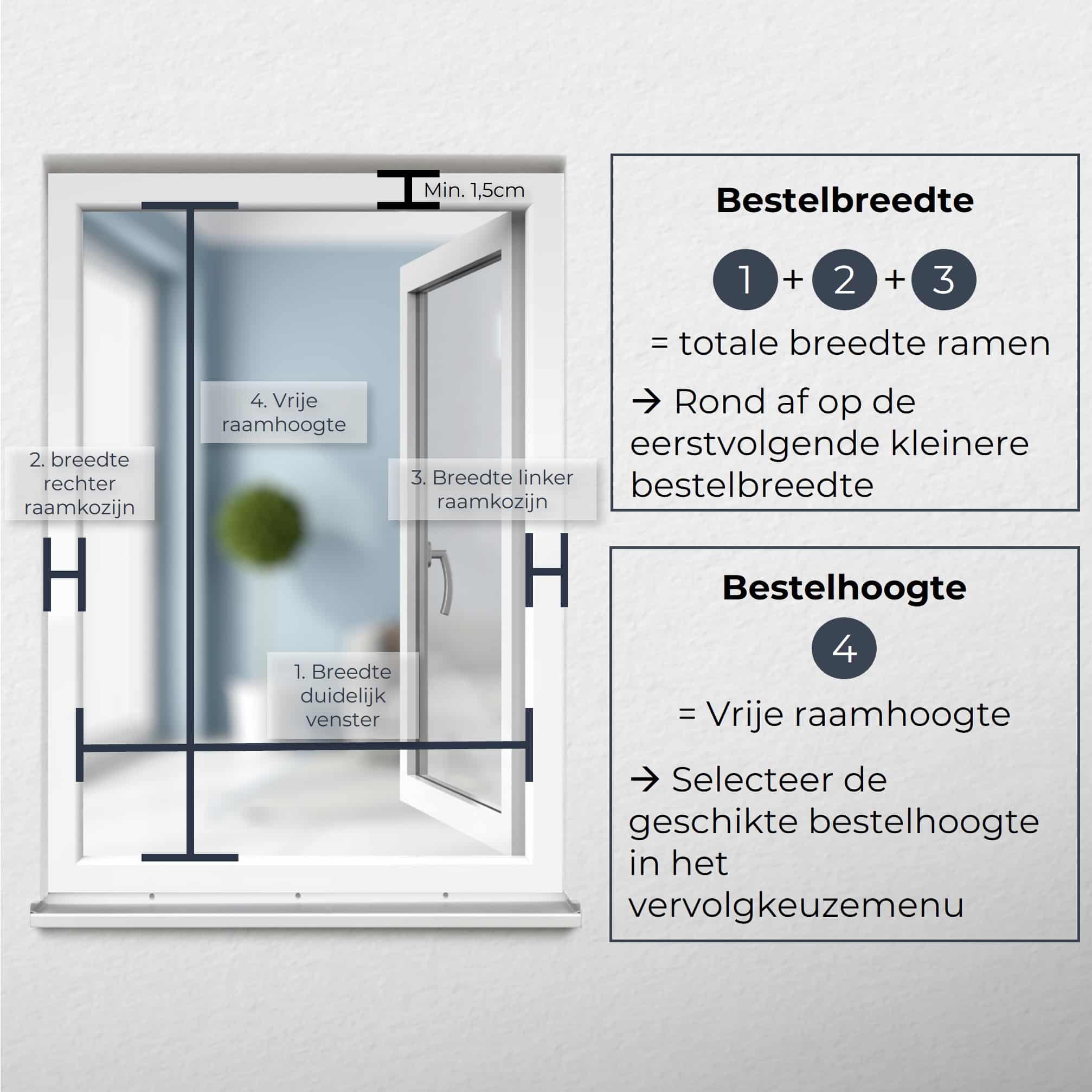 Hoe meet je je raam op voor ons externe rolgordijn?