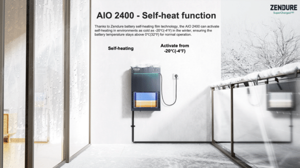Balkoncentrale Zendure AIO opslagsysteem met 2400 Wh opslagcapaciteit.