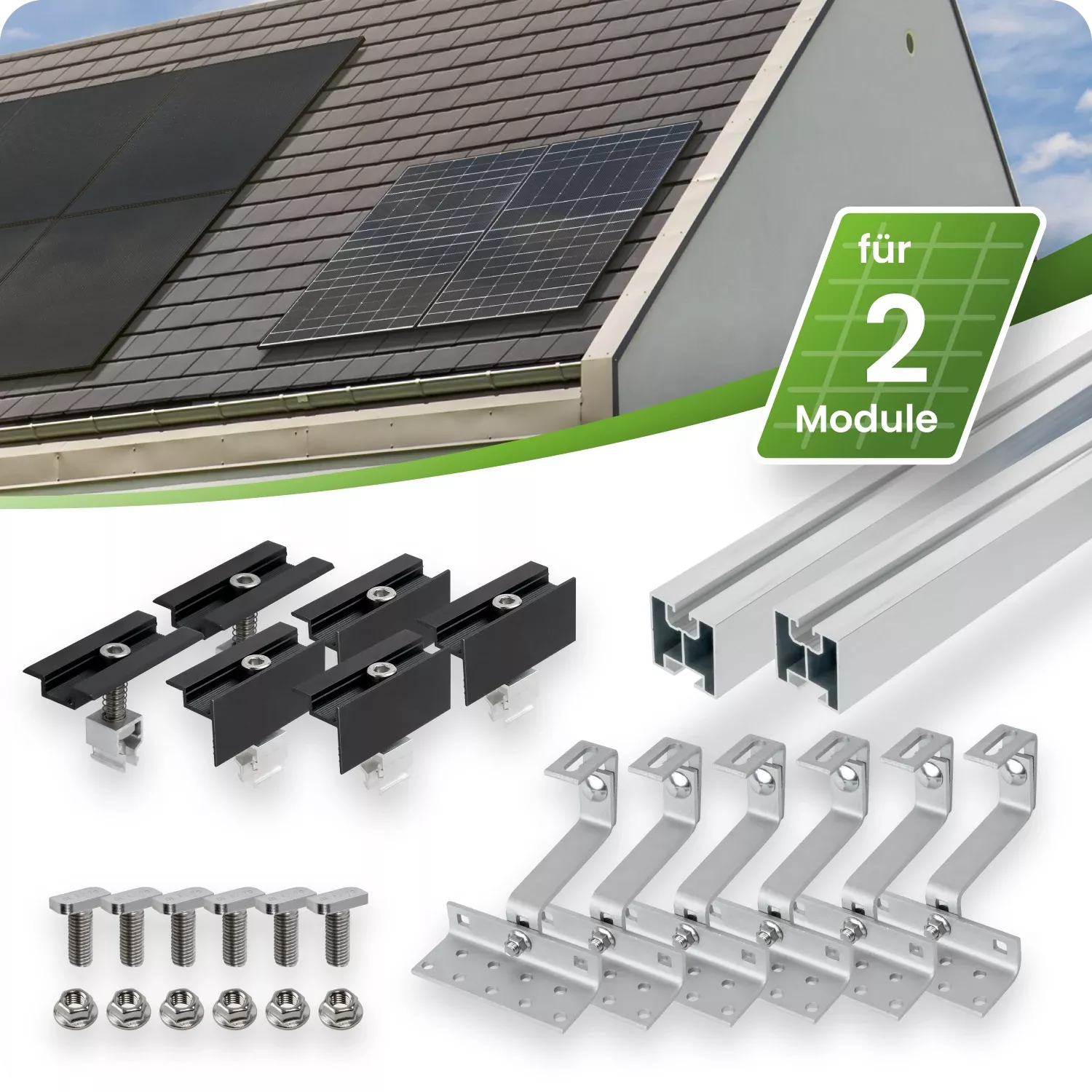 Mounting set pitched roof (for 2 modules) - CLIP'N'SHADE