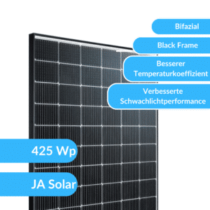 PV Modul 425 Wp Bifazial Black Frame JA Solar JAM54D40 425MB - CLIP'N'CHARGE Fensterkraftwerk