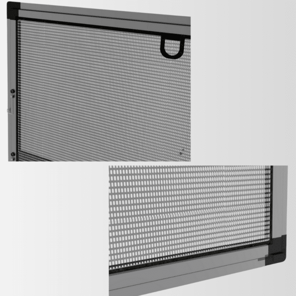 Detailaufnahmen - Fliegengitter Festrahmen - Ergänzungsprodukt für idealen Insektenschutz bei deinem Außenrollo gegen Hitze