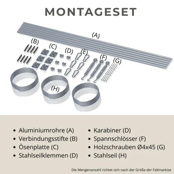Faltmarkise Sonnensegel verschiebbar für Pergola / Terrassenüberdachung – Dachbeschattung - Afbeelding 5