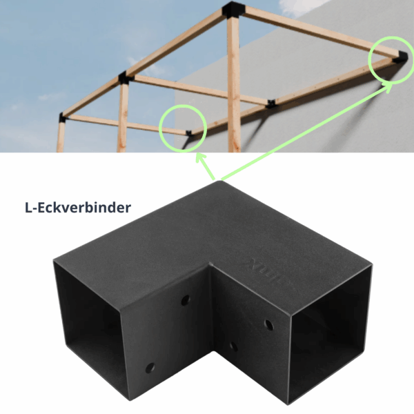 Installatie L-hoekverbinding Paalverbinding Balkverbinding DIY pergola met muuraansluiting