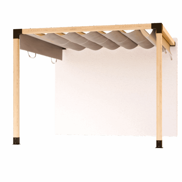 Pergola Toiture de terrasse avec fixation murale et toit en toile coulissant 1