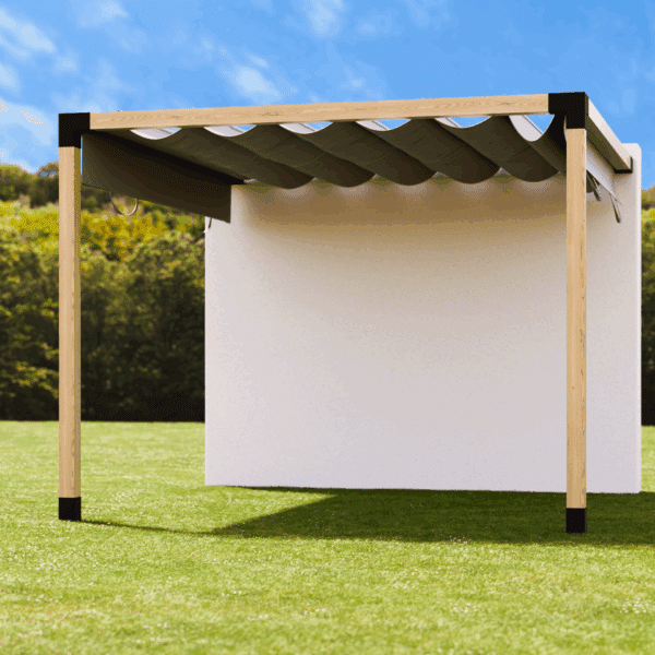 Pergola Toiture de terrasse avec fixation murale et toit en toile coulissant