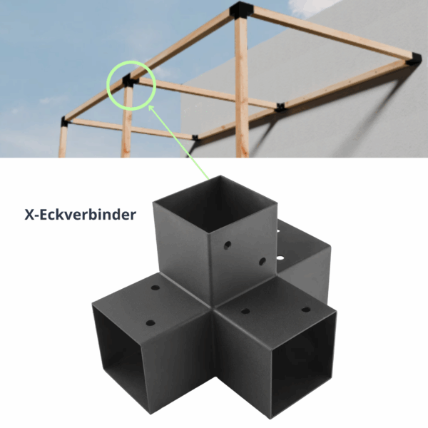 Installatie X-hoekverbinding Paalverbinding Balkverbinding DIY pergola met muuraansluiting