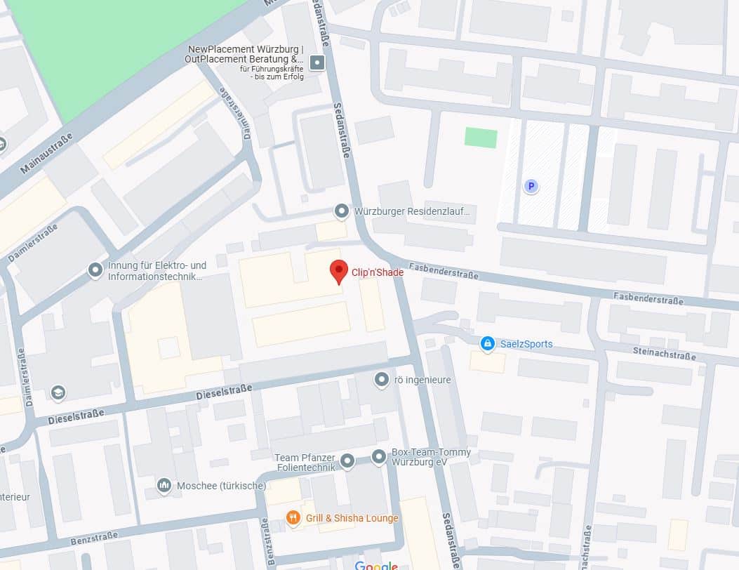 Location ClipnShade Gmbh Sedanstraße 21B in 97082 Würzburg