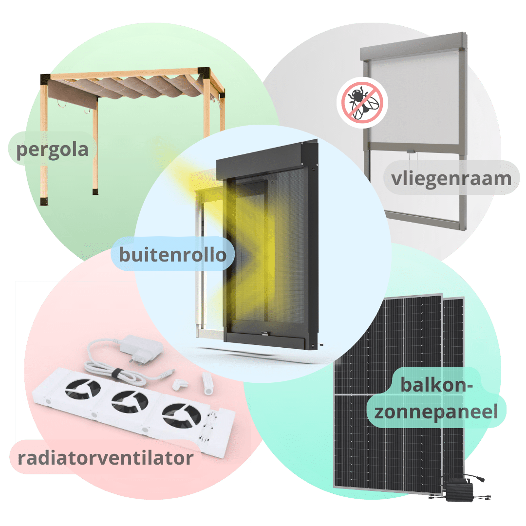 Merk1 (1) (1) CLIP'N'SHADE De leverancier voor meer wooncomfort en energie-efficiëntie: buitenrolgordijnen, insectenhorren, ventilatorkachels, balkoncentrales & pergola's