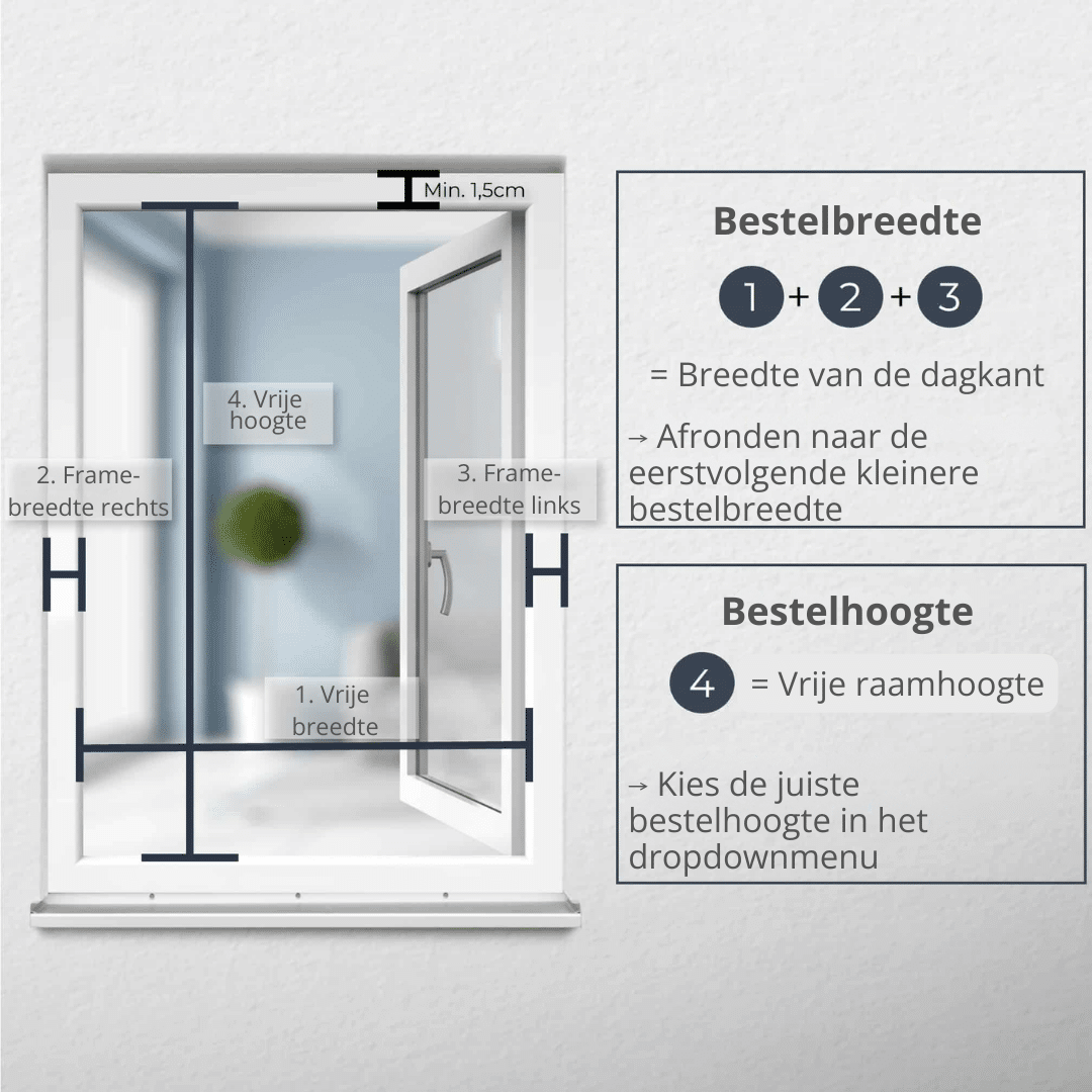 Hoe meet je je raam op voor ons externe rolgordijn?