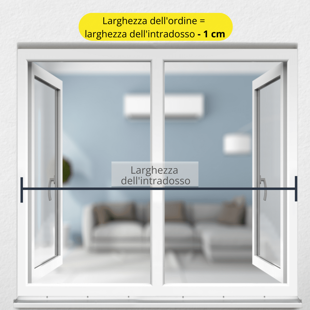 Tenda a rullo esterna su misura - Determinazione della larghezza dell'ordine, doppia anta