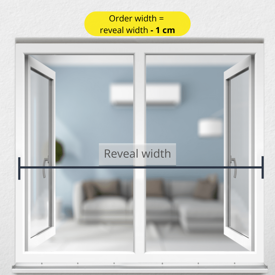 Made-to-measure external roller blind - Determining the order width, double-sash