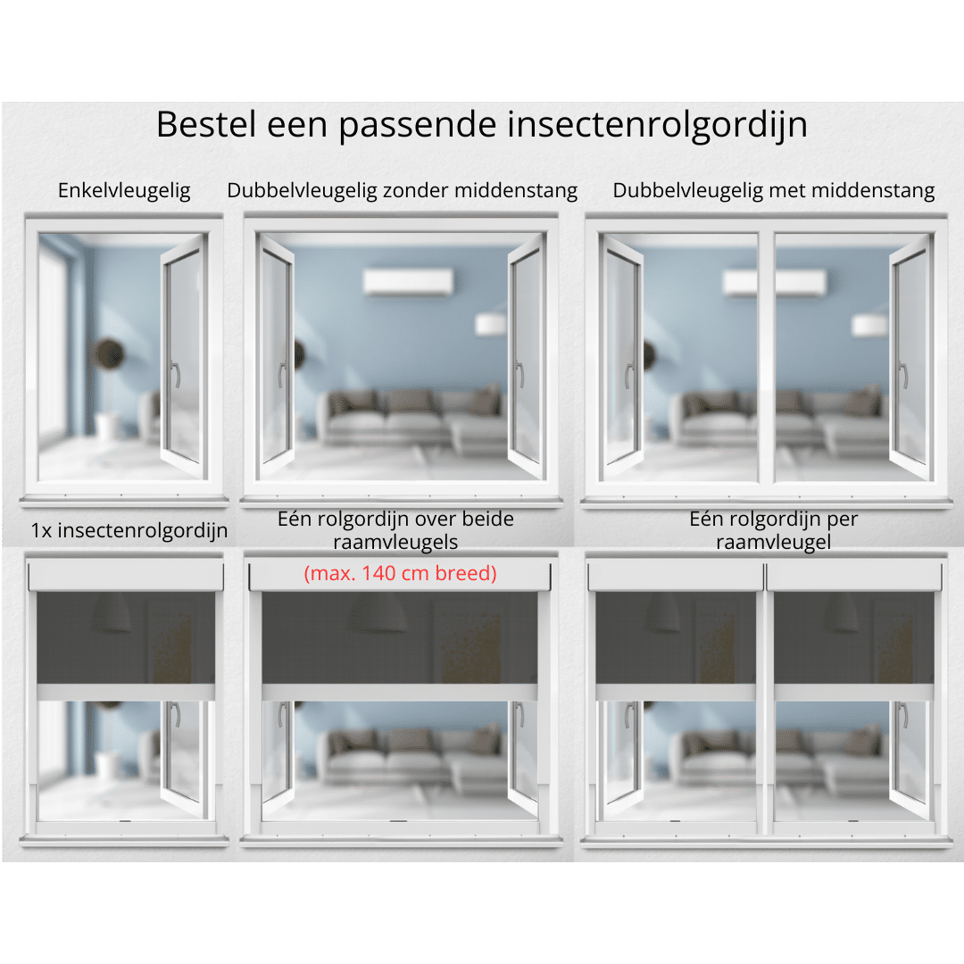 Bestel het juiste insectenrolgordijn zonder boren.