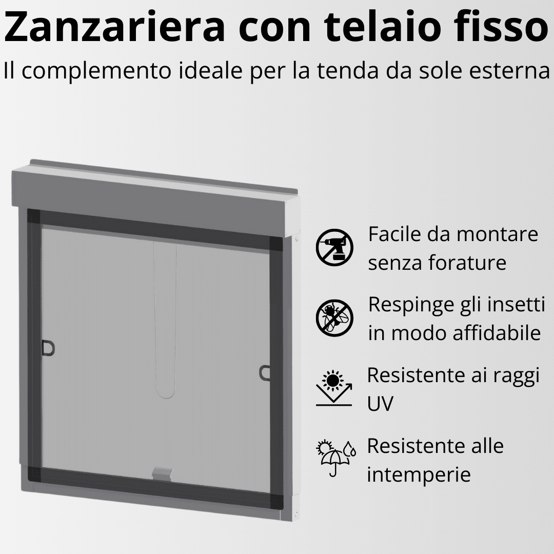 Zanzariera a telaio fisso, aggiunta alla tenda a rullo esterna, aggiunta, zanzariera, zanzariera