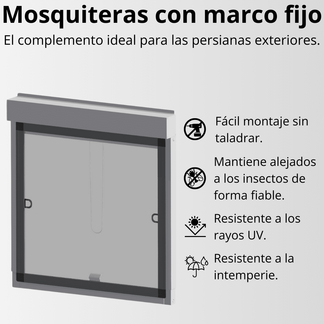 Mosquitera marco fijo, complemento para persiana enrollable exterior, complemento, mosquitera, mosquitera para mosquitos
