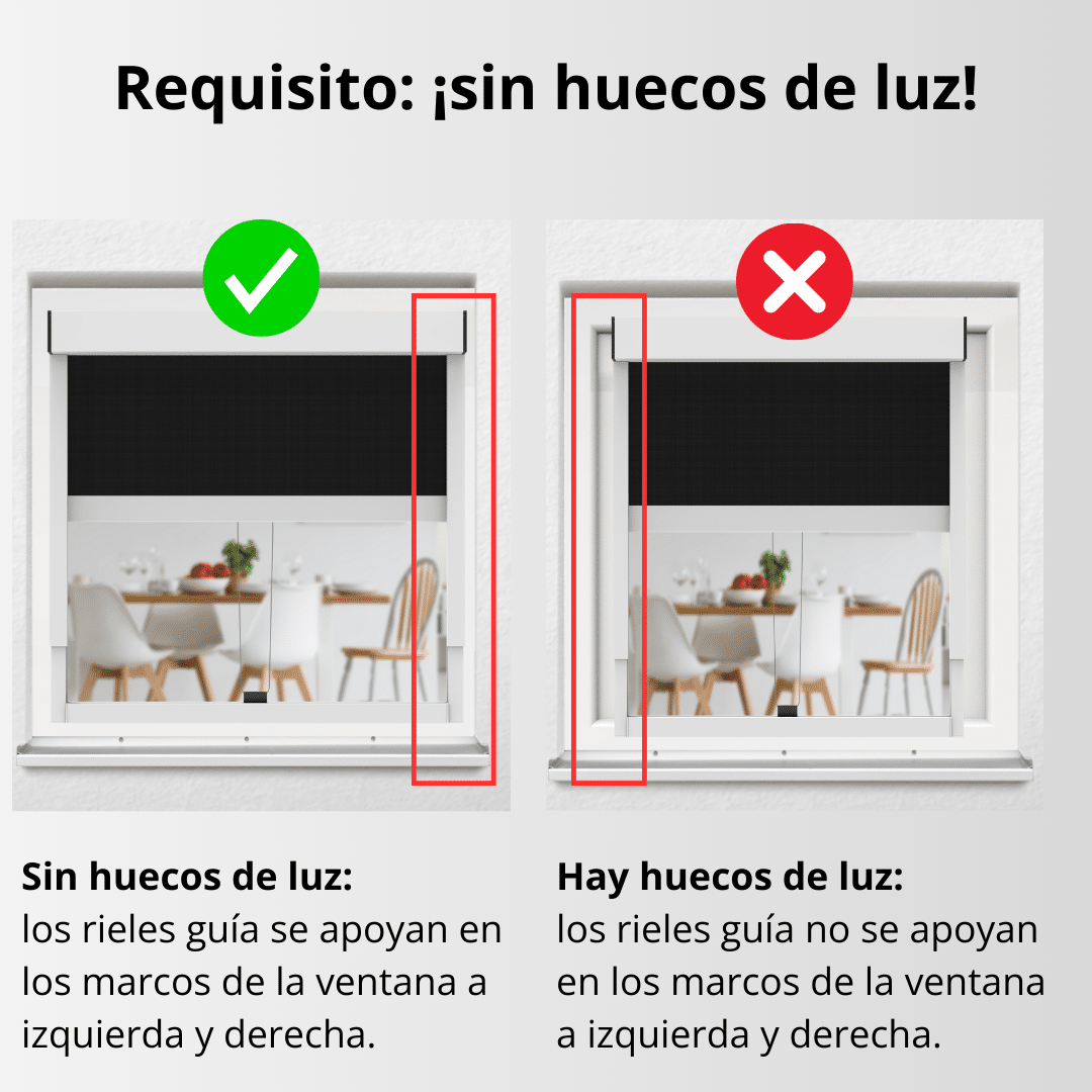 Instalación de persianas enrollables exteriores, Sin rendija de luz, Requisito: Sin rendija de luz