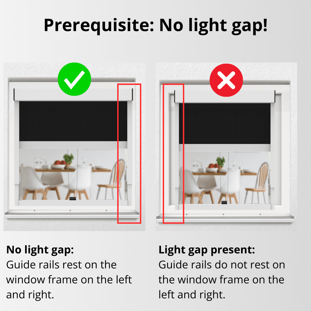 External roller blind installation, No light gap, Requirement: No light gap