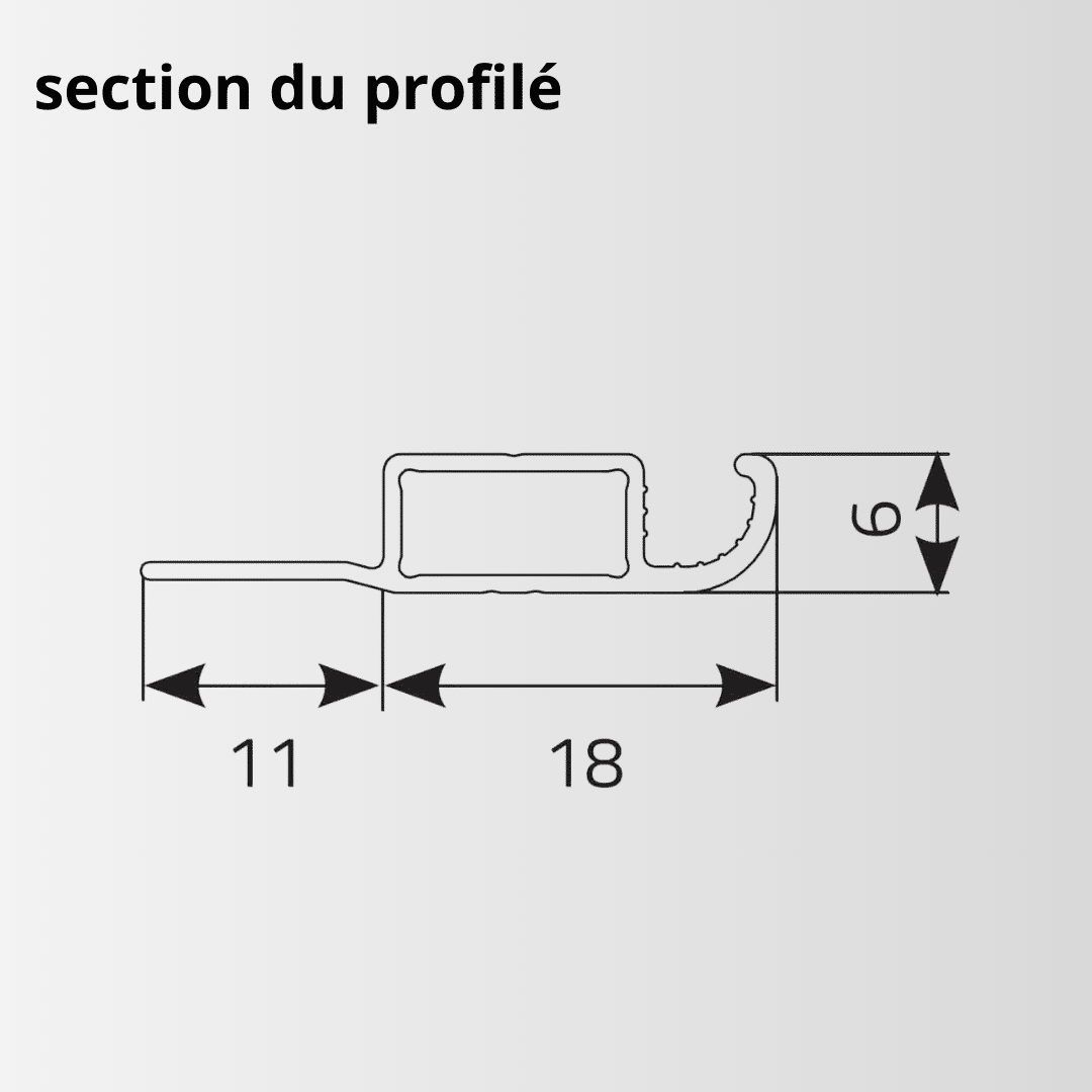 Coupe transversale du profilé Cadre fixe à moustiquaire