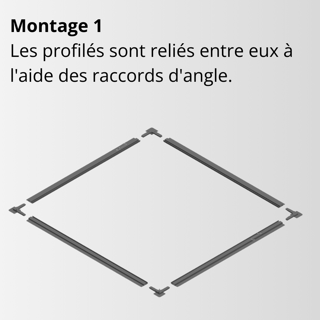 Cadre fixe à moustiquaire, point de montage 1, moustiquaire, instructions, montage
