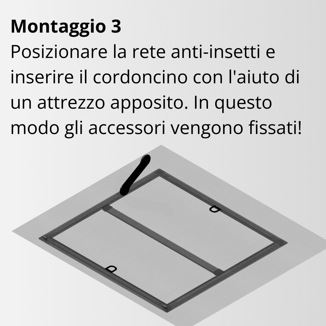 Zanzariera a telaio fisso, punto di installazione 3, zanzariera, tubazione di inserimento, istruzioni, installazione