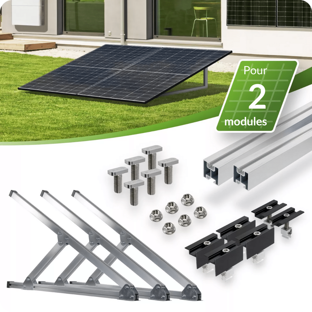 Set de montage pour centrale électrique de balcon pour jardin, toit plat et mur.