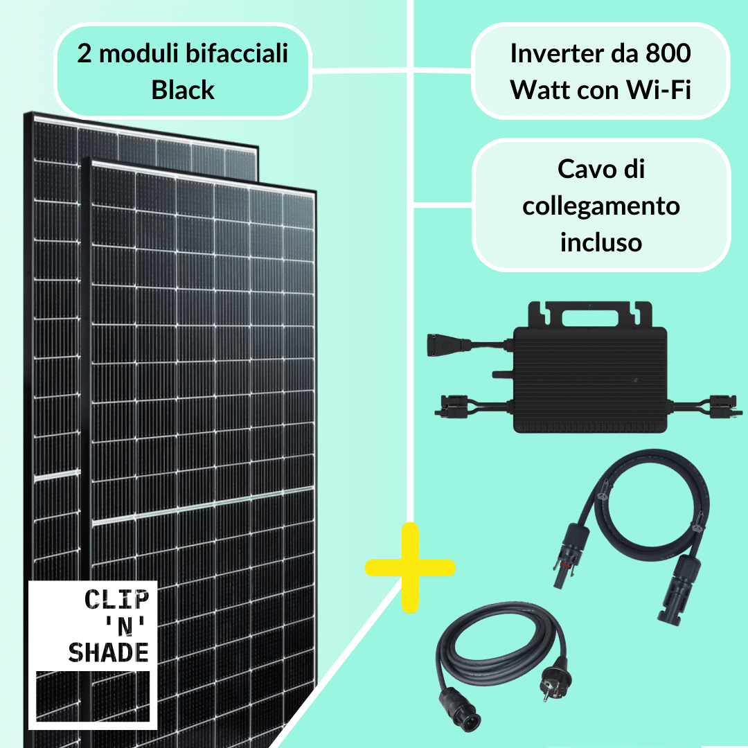 Set di centrali elettriche da balcone da 800W di Würzburg. Uscita del modulo da 860Wp con inverter Hoymiles da 800W incl. Wifi.